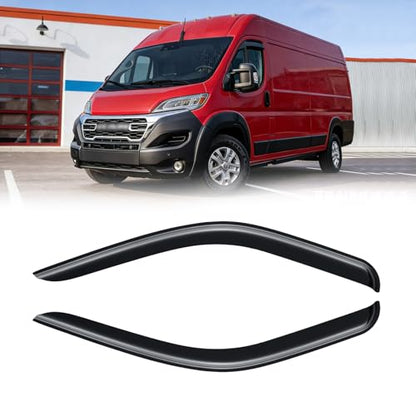 Rain Guards for Ram ProMaster 2014-2025, Out-Channel Window Visor Shields Vent Deflector Shade Wind Dark Smoke 2015 2016 2017 2018 2019 2020 2021 2022 2023 2024, Tape-On Outside-Mount, 4PCS - style: For 2014-2025 | Ram ProMaster | Out-Channel