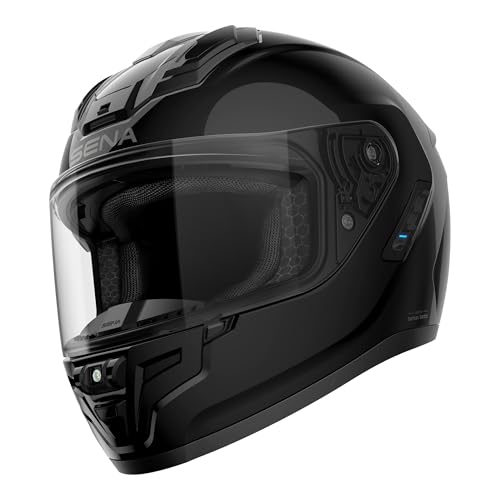 Sena Phantom and ANC Full Face Smart Motorcycle Helmet with Integrated Communications, LED Lighting, and 2nd Generation Sound by Harman Kardon - color: Gloss Black, style: Phantom
