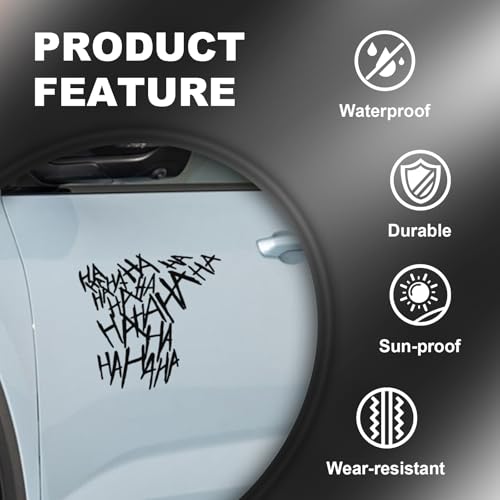 Hahaha Car Stickers Decals, Joker Haha Car Windshield Stickers, Funny Motorcycle Helmet Decal, Evil Auto Body Window Bumper Laptop Cooler Cup Decals Universal for Trucks Motorcycles (Black) - color: black