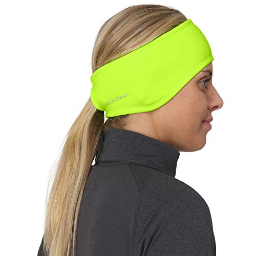 TrailHeads Womens Ponytail Headband - Moisture Wicking Hair Headband for Running, Winter, Workout - Athletic Headband Women - color: hi-vis