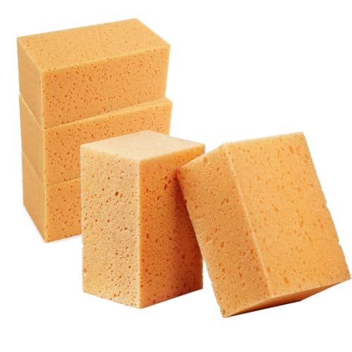5PCS Car Wash Sponges, 6.3"×3.9"×3.5" Compact Extra Soft Coral Non Scratch Sponge, Car Cleaning Cellulose Sponge Thick Foam Pad for Washing Window Sensitive Surfaces (Coffee) - color: Coffee, size: 6.3×3.9×3.5 inches