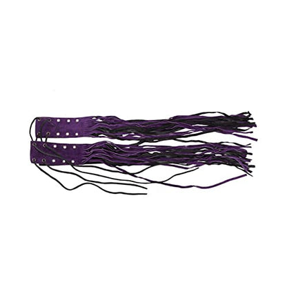 Motorcycle Brake Clutch Covers Cowhide Leather Fringed Brake Lever Cover Universal Grip Tassels Motorcycle Handlebar Covers (Black & Purple, 21.5" Long + 2" Wide) - color: Black & Purple