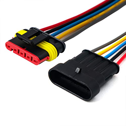 5 Pin Way 16 AWG Car Waterproof Electrical Connector Plug with Wire AWG Marine Pack of 5 - size: 5 Pin