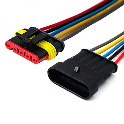5 Pin Way 16 AWG Car Waterproof Electrical Connector Plug with Wire AWG Marine Pack of 5 - size: 5 Pin