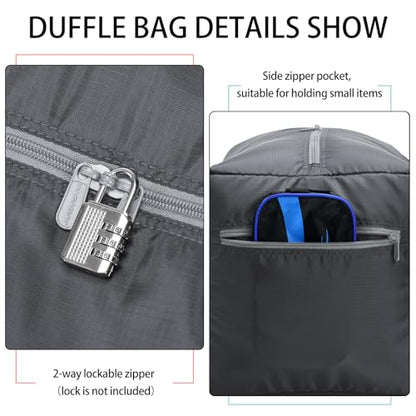 iFARADAY Foldable Duffel Bag 30" / 75L Lightweight with Water Rresistant for Travel-Grey - color: Grey-75L