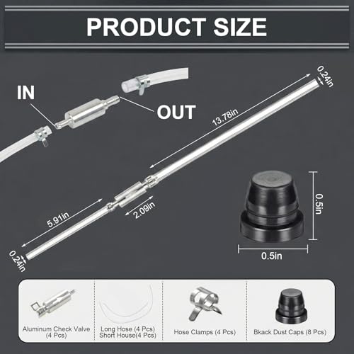 4 Pcs Brake Bleeder Hose One Way Check Valve Kit, Car Motorcycle One Man Brake System Bleeding Tools