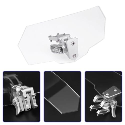 Motorcycle Windshield Extension, Motorbike Wind Deflector Motorcycle Windscreen Adjustable Clip On Windshield Spoiler Wing Windproof Front Flyscreen Fairing Transparent Visor Protector Frame Parts