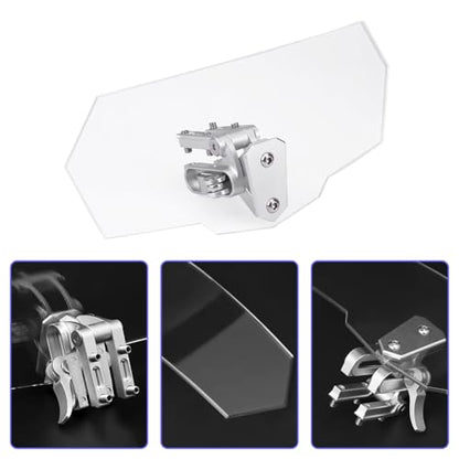 Motorcycle Windshield Extension, Motorbike Wind Deflector Motorcycle Windscreen Adjustable Clip On Windshield Spoiler Wing Windproof Front Flyscreen Fairing Transparent Visor Protector Frame Parts