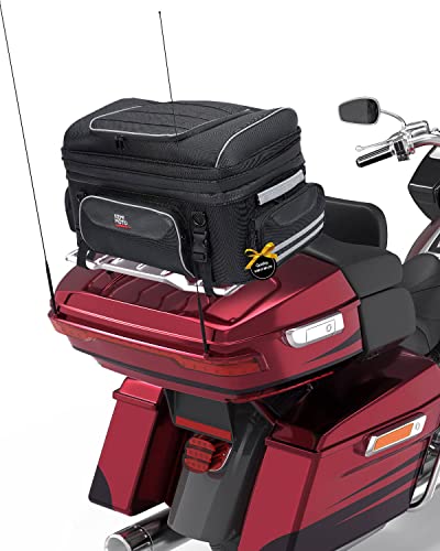 KEMIMOTO Expandable Motorcycle Traveler Tour Trunk Bag 40L-50L Luggage Rack Tail Duffle Bag Fit for Touring Trike Road King Street Glide Road Glide Freewheeler Tri Glide Ultra Goldwings Roadmaster