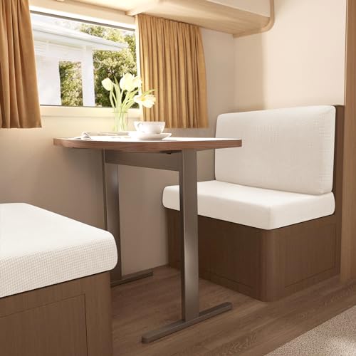 Gollense RV Dinette Cushion Covers Set of 2, Waterproof Stretch Camper Cushion Covers, Sectional Replacement RV Seat Covers for Trailer Couch, Includes 2 Backrest Cover & 2 Bench Cover (Beige) - color: Beige
