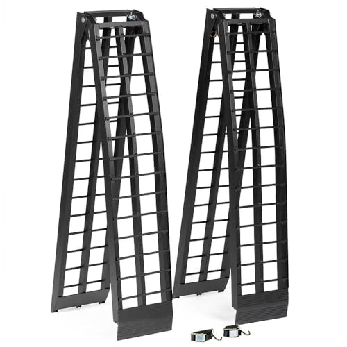 Titan Ramps 9' Portable ATV Ramps 1200 lb Capacity Aluminum Loading Ramps for Pickup Trucks Foldable, Lightweight with Serrated Crossbars - size: 9 ft, 2 packs