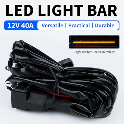 Generic Single-Output LED Light Bar Wiring Harness Kit, 12V 180W, with ON-Off Panel Switch (LED Symbol), 5-Pin Relay and Fuse