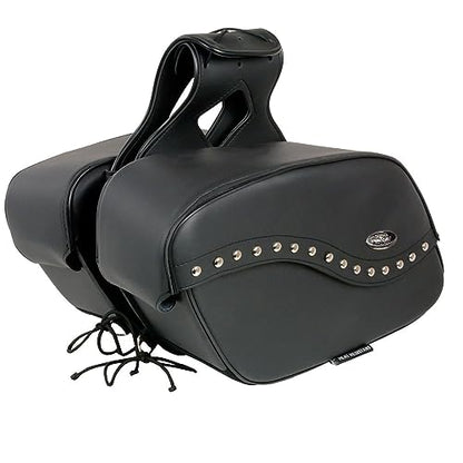 Milwaukee Leather Studded Throw-Over Motorcycle Saddlebags – Synthetic Leather – Universal Fit – Zip-Off - Large - color: SH646ZB-BLACK, size: Large