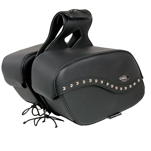 Milwaukee Leather Studded Throw-Over Motorcycle Saddlebags – Synthetic Leather – Universal Fit – Zip-Off - Large - color: SH646ZB-BLACK, size: Large