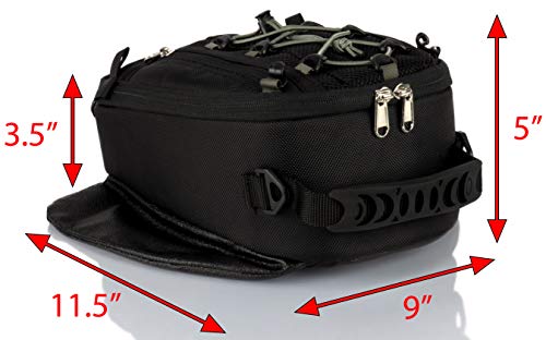 Chase Harper USA 450 Strap Mount Tank Bag - Water-Resistant, Tear-Resistant, Industrial Grade Ballistic Nylon with Anti-Scratch Rubberized Polymer Bottom, Adjustable Strap Mounting - style: 450 Tank Bag - Strap Mount