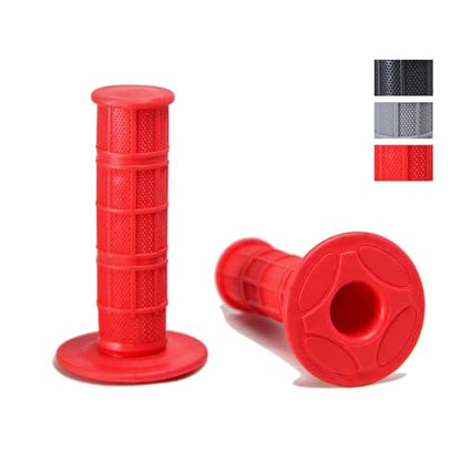 Chiallco 7/8" Motorcycle Hand Grips Dirt Bike Grips for CRF YZF WRF KXF KLX Pit-Bike, Soft Rubber Hand Handlebar Grip,Black - color: Red
