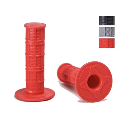 Chiallco 7/8" Motorcycle Hand Grips Dirt Bike Grips for CRF YZF WRF KXF KLX Pit-Bike, Soft Rubber Hand Handlebar Grip,Black - color: Red
