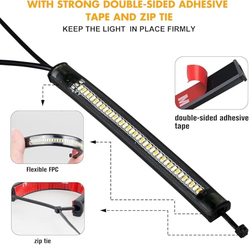 Motorcycle Turn Signals Strip, Flexible Universal 12V Led Blinkers Compatible with Harley Cafe Racer Dual Sport Dirt Bike - color: Front Amber/White