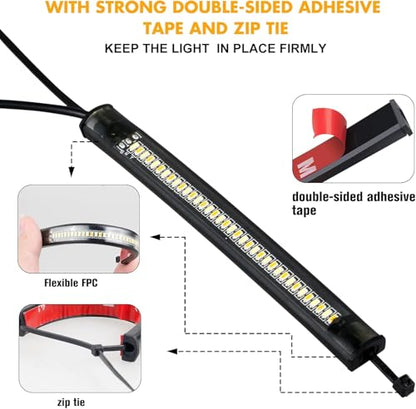 Motorcycle Turn Signals Strip, Flexible Universal 12V Led Blinkers Compatible with Harley Cafe Racer Dual Sport Dirt Bike - color: Front Amber/White