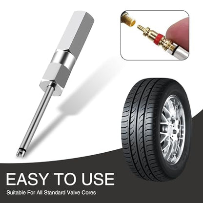 1 PC Auto Valve Core Wrench, American Inner Tube Air Nozzle Deflation Adjustment Wrench, Valve Stem Puller Repair Modification Accessories, Suitable for Cars, Bicycles, Motorcycles (Silver)