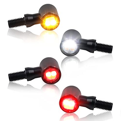 Front Rear Motorcycle Turn Signals Universal LED Turn Signal Kit Mini Blinkers Compatible with Harley Honda Suzuki Triumph Yamaha, Oval, Pack of 4 - color: Front White/Amber+Rear Red/Amber