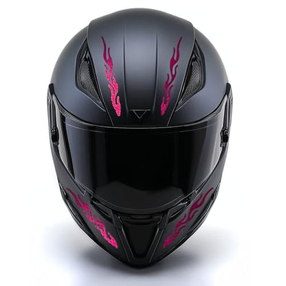 customTAYLOR33 High-Intensity Grade Premium Reflective Tribal Flame Helmet Decals, Motorcycle Safety Sticker Decals (Special Edition Hot Pink) - color: Special Edition Hot Pink