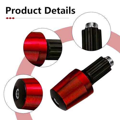 2 PCS Motorcycle Handlebar End Caps, Aluminum Alloy 7/8" 22mm Bar End Plugs, Wear-resistant Handlebar Plugs, Universal for Most Motorcycles, Scooters, Dirt Bikes (Red) - color: Red