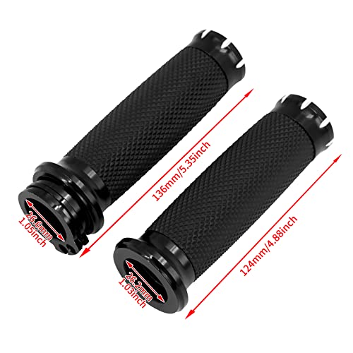 1 inch Handlebar Grips 25mm Aluminum Defiance Cable Throttle Hand Grips Compatible with Harley Touring Softail Dyna Sportster XL883 1200 XR VRSC - color: Black-Electronic Throttle