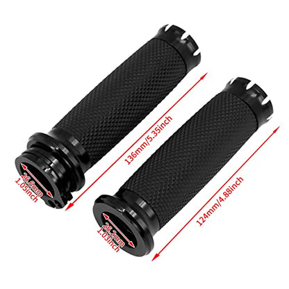 1 inch Handlebar Grips 25mm Aluminum Defiance Cable Throttle Hand Grips Compatible with Harley Touring Softail Dyna Sportster XL883 1200 XR VRSC - color: Black-Electronic Throttle