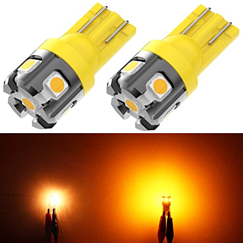 PHINLION 194 LED Light Bulb Amber Yellow Super Bright 168 2825 2827 T10 W5W Miniature LED Replacement Bulbs for Car Interior Map Dome Door Courtesy License Plate Side Marker Lights - color: Amber Yellow