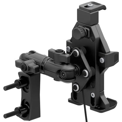 Tackform Aluminum Black Motorcycle Perch/Brake/Clutch Reservoir Adventure Phone Mount - Vibration Dampening and Wireless Charging | 3.5” Arm | Compatible with Harley-Davidson, Gold Wing, More - color: Black