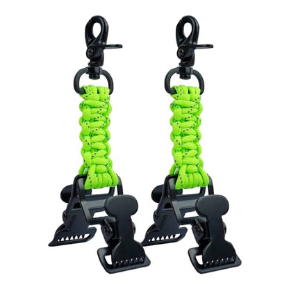 KUNN Double End Tactical Glove Clips Work Glove Holders Hardhat Holder for Heavy Duty Belt,Outdoor Backpack - color: Lime Green-2pcs