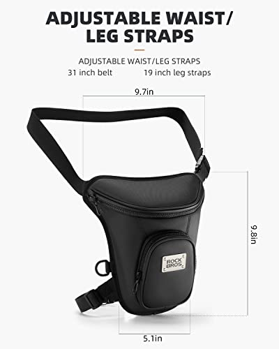 ROCKBROS Drop Leg Bag for Men Women - Motorcycle Thigh Bag with Removable Leg Harness for Hiking, Climbing, Cycling, Fishing, Riding, Travel