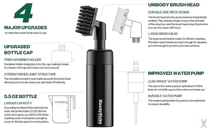 Handy Picks Golf Club Cleaner with Water Bottle Holds 5.5 OZ, Heavy Duty Metal Retractable Magnetic Clip, Waffle Microfiber Golf Towel, Ideal Water Brush Combo - color: Black