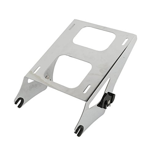 TCMT King Motorcycle Trunk Box Backrest 2 Up Mounting Rack Luggage Rack Base Plate Fit For Harley 2014-2025 Touring CVO Road King Road Glide Street Glide Electra Glide Pack - color: Style B Chrome 2 Up Rack#1+Base Plate