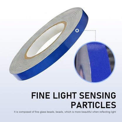 Car Reflective Strip Sticker, 0.39" x 197" Waterproof Car Body Reflective Tape, DIY Night Visibility Warning Rim Strip Decal, Universal for Most Cars, Motorcycles, Bikes (Blue) - color: Blue