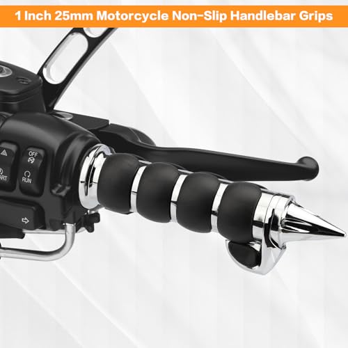 Motorcycle Hand Grips 1 Inch 25MM Handlebar Grip Throttle Non-Slip Universal Compatible with Harley Davidson Dyna Sportster 883 Road King Electra Glide Street Glide - color: Chrome-G