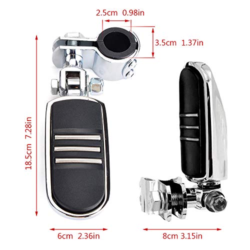 Motorcycle Highway Pegs, Crash Bar Foot Pegs for Harley Touring Electra Street Glide Road King Sportster, Kawasaki, 1"(25mm), 1 1/4"(32mm), 1 1/3"(34mm) Engine Guard Footrest, 1 Pair - color: Streamliner Style - Chrome