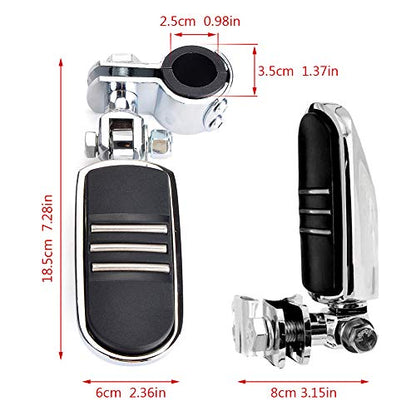 Motorcycle Highway Pegs, Crash Bar Foot Pegs for Harley Touring Electra Street Glide Road King Sportster, Kawasaki, 1"(25mm), 1 1/4"(32mm), 1 1/3"(34mm) Engine Guard Footrest, 1 Pair - color: Streamliner Style - Chrome