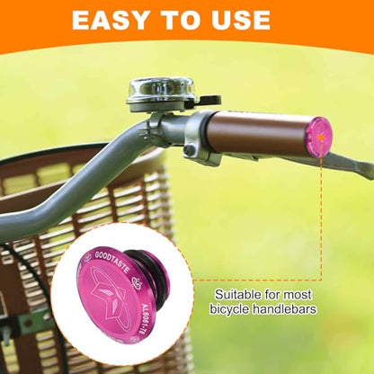 HARFINGTON Bar End Plugs Aluminum Handlebar End Caps Bike Plugs with Matching Rings for MTB Road BMX Fixed Gear Bike, Pink - color: Pink