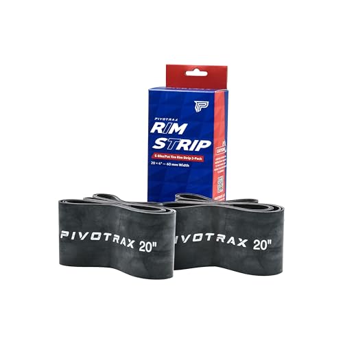 PIVOTRAX Motorcycle Rim Strip (2 Pack) – Size :12" 14" 16" 17" 18" 19" 20" 21" Durable Rubber Rim Tape with Valve Stem Hole, Tube Protection, Compatible with E-Bike Dirt Bike - size: 20"