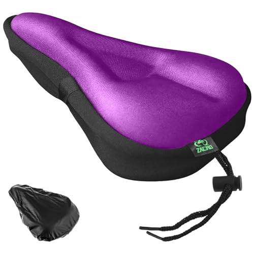 Zacro Bike Seat Cushion - Gel Padded Bike Seat Cover for Men Women Comfort, Extra Soft Exercise Bicycle Seat Compatible with Peloton, Outdoor & Indoor Bike Saddles - color: Purple, style: Small