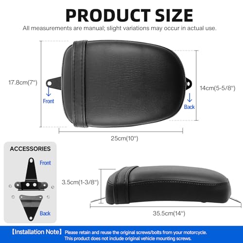 DREAMIZER Cool Gel Motorcycle Rear Passenger Seat Compatible with Honda Rebel 1100 CMX1100 CM1100 2021 2022 2023 2024 2025, Motorcycle Solo Seat Pillion Cushion Pad, Black - style: Rear-Black