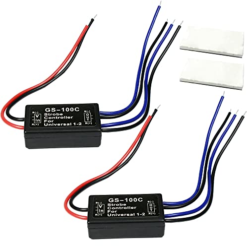 Brake Light Flash Strobe Controller Flasher Module Auto Car LED Flash Module for Motorcycles Cars Trucks Brake Lights Tail Stop Lights GS-100C 12-24V (Pack of 2) - color: GS-100C, size: 2PCS