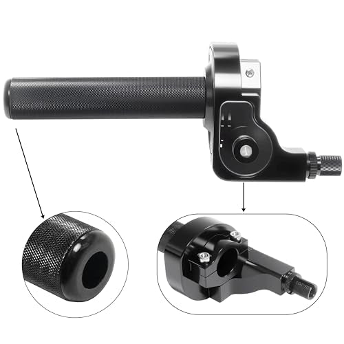 Motorcycle Throttle Grip 7/8" 22mm CNC Aluminum Quick Twister with Throttle Cable for KLX CR CRF EXC XR CRF50 CRF230 50 110 125 230 250 Dirt Pit Bike Motocross Motorbike Quad ATV - color: Style-B-Black