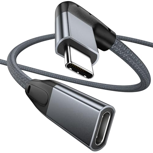 UseBean Right Angle USB C Extension Cable 6FT, 90 Degree USB-C 3.1 Gen2 10Gbps Male to Female 4K Video Cord,L-Shape Type C Extender,for iPhone 15,MacBook Mac,iPad Pro,Magsafe,Switch,Steam Deck - color: GRAY, size: 6FT