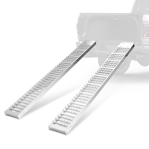 Rockland 72" x 9" Steel Truck Ramps, 1000 LBS Capacity, Portable Trailer Ramps for Motorcycles, Ebikes, Dirtbikes and ATVs, Heavy Duty Loading Ramps Ideal for Trailer Pickup Truck, 2 Pcs - size: Steel Loading Ramp+1000LBS+72"x9"