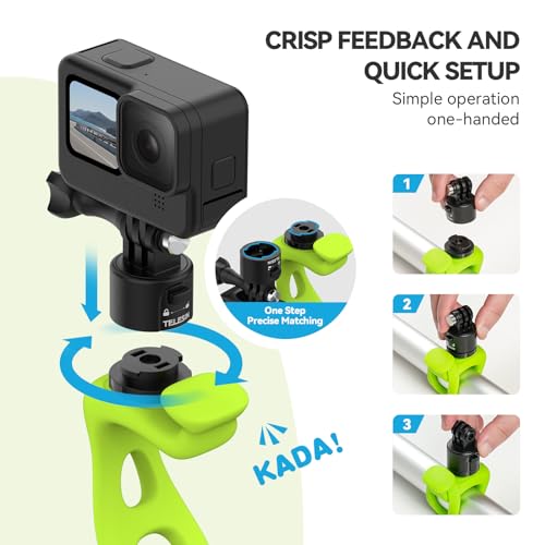 TELESIN S2 Camera 360 Flexible Mount Band Wrap Quick Release, Bike Motorcycle Handlebar Bar Tube Stick Pole Mounts Accessories for GoPro Hero 13 12 11 10 9 Insta360 X3 X4 DJI Action 5 Pro 4 Pocket 3 - color: Green
