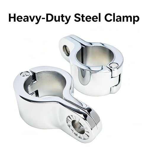 YENHUR 1.5 inches Highway Pegs Kit, Shiny Chrome Finish, Heavy-Duty Steel Clamps, Mini Footboards Fit for Electra Glide Street Road Glide Road King Fat Boy with 1.5" Fatty Engine Guard Crash Bar - color: 1-1/2" Clamps-Chrome
