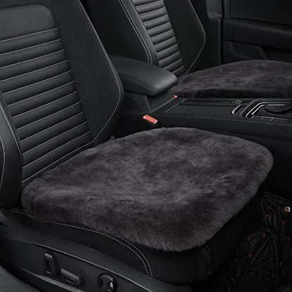 IRIWOOL Genuine Sheepskin Auto Seat Pad, Soft Wool Seat Cover Breathable and Sweat-Wicking Comfort Warm Universal Fit (Front seat Cushion 2pcs & Rear seat Cushion 1pc, Dark Grey) - color: Dark Grey, size: 3 Piece Set